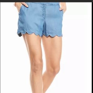 Crown and ivy scalloped chambray shorts